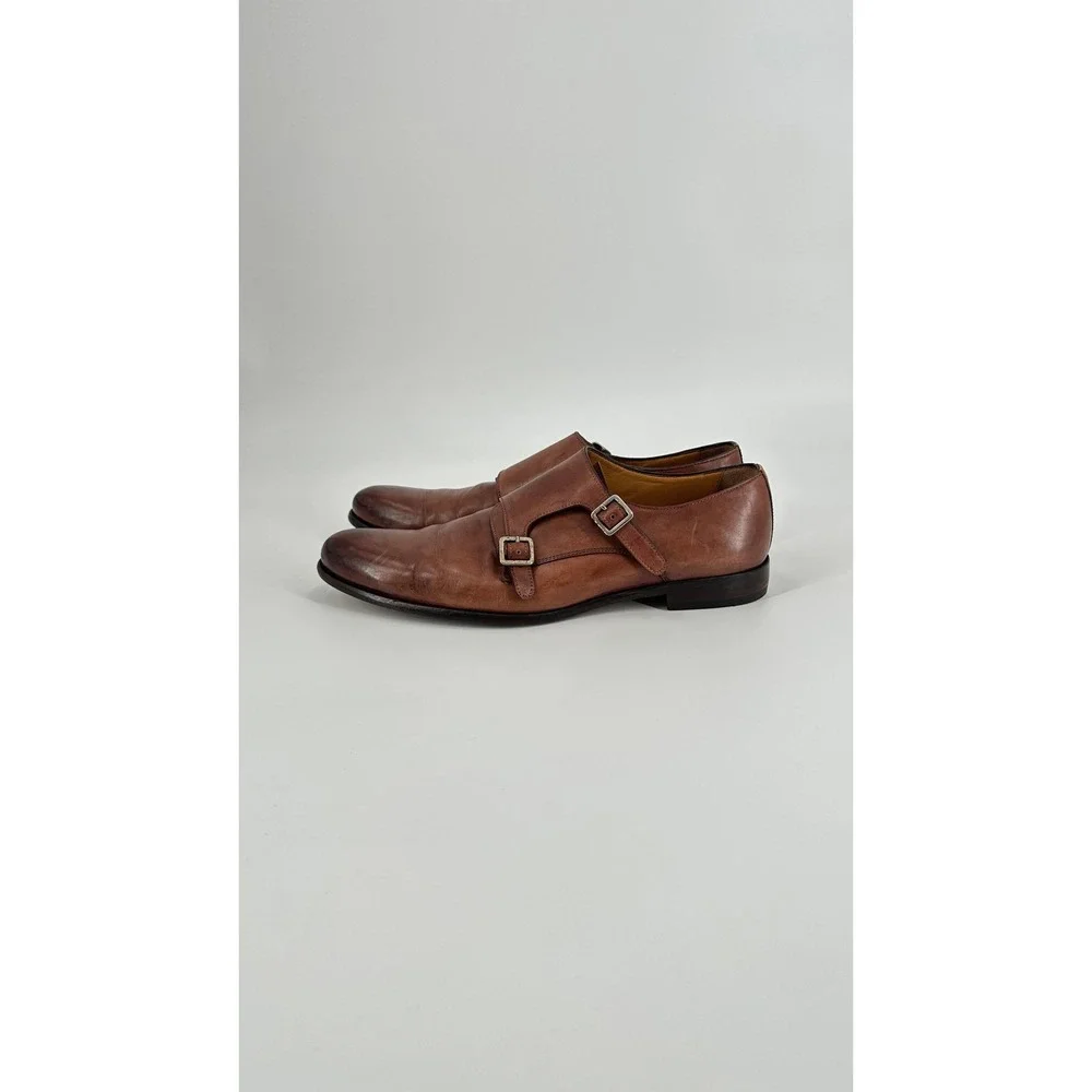 Paul Evans Poitier Mens Brown Leather Double Monk Strap Loafers Dress Shoes 9.5
